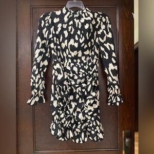 Long Sleeve Short Leopard Dress
